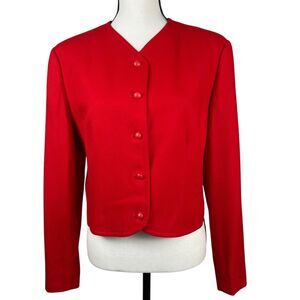 Pendleton Women’s Blazer Jacket Size 12 Red Coat Cropped Virgin Wool Vintage